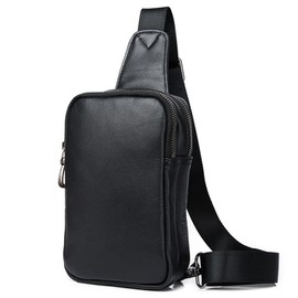 FULONEEI Leather Small Sling Backpack Crossbody Sling Bag for Men Women, Chest Bag Daypack Fanny Pack Cross Body Bag for Outdoors Hiking Traveling