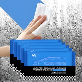 60Pcs Anti Fog Wipes for Windshield, Anti Fog for Car Windshield, Car Window Rearview Mirror Waterproof Defogging, Suitable for Car Glass, Helmets, Can Prevent Fogging and Improve Visibility