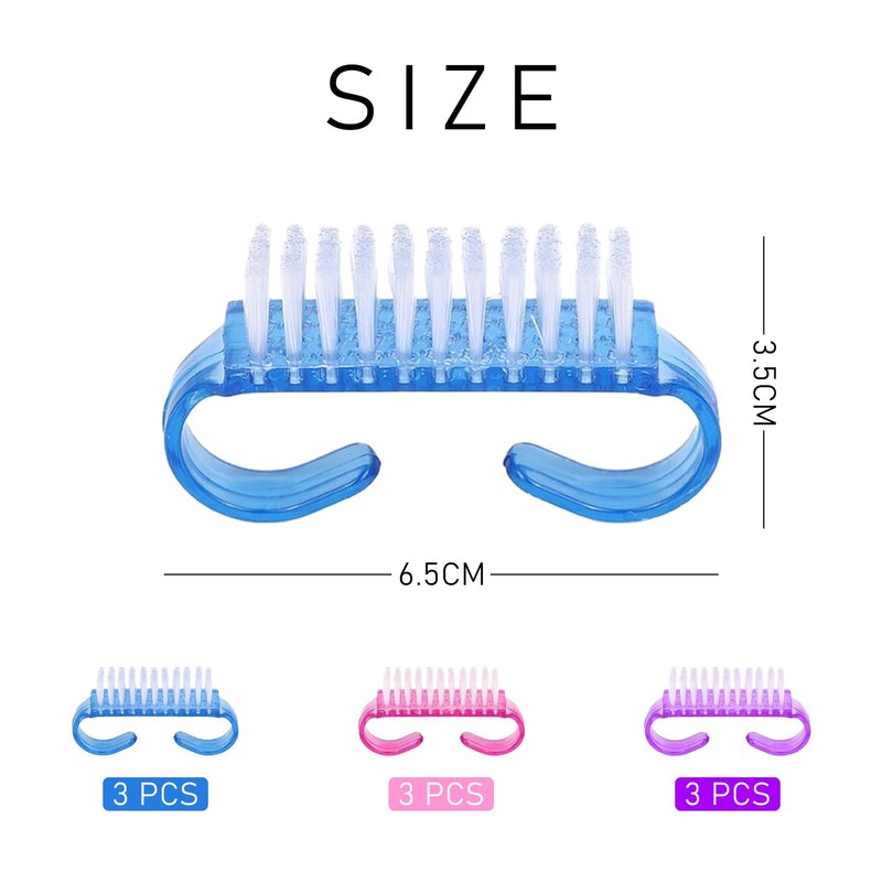 9-Piece Handle Nail Brush, Plastic Hand Brush, Nail Scrubber Cleaning