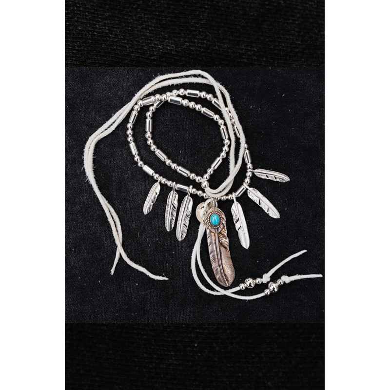 Gorokuro 925 Silver Feather SV Feather Top Silver Pendant 1