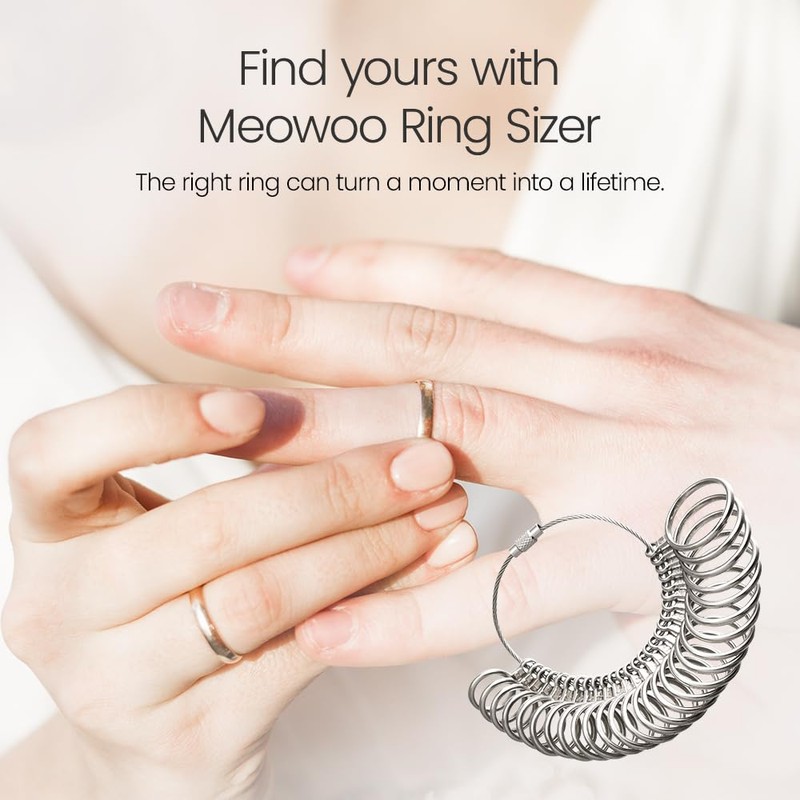 Meowoo Metal Ring Sizer Measuring Tool with Magnifier, Metal Ring