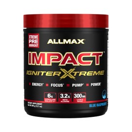 ALLMAX Nutrition  Impact Igniter Extreme  360 gr  40 ser  Blue Raspberry  Pre Entrenamiento  3 g de Malato de Citrulina 21  1.6 g de Beta Alanina...  