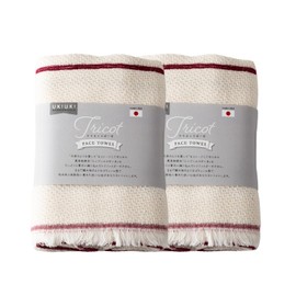 Hachshoji hassho Senshu Face Towel, Soft Touch, Water Absorbent, Quick Drying, Angel Spin, Made in Japan, High Quality, Approx. 12.6 x 31.5 inches (32 x 80 cm), Red (Set of 2)