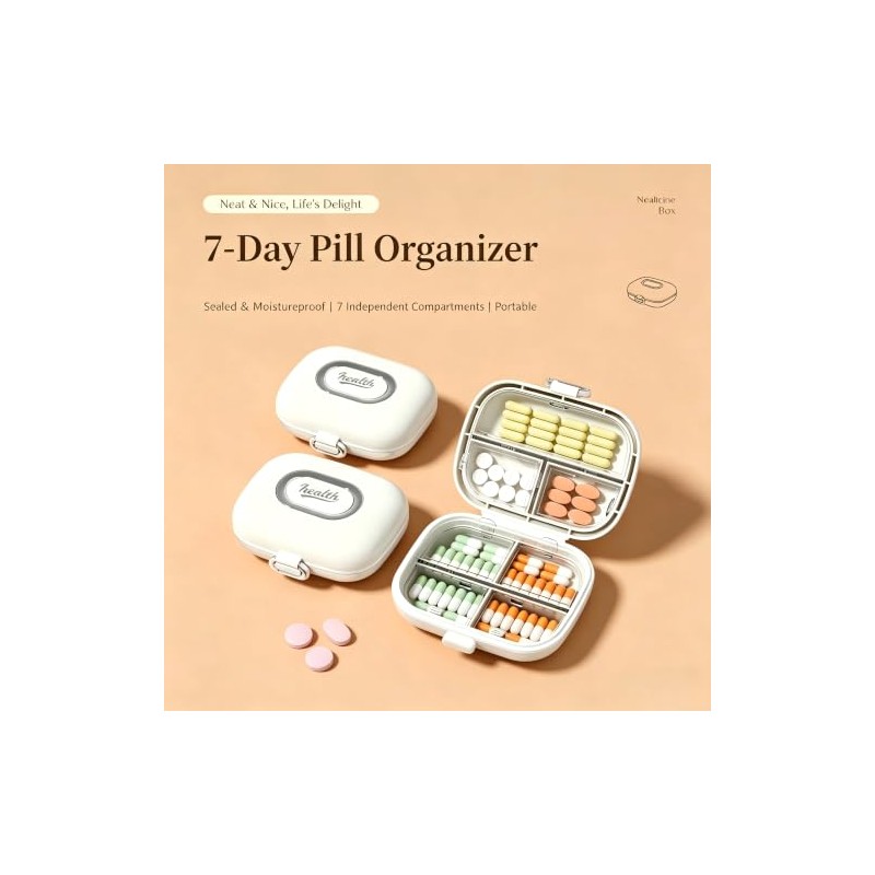 Pill Box 7 Days with Stickers, Set of 2 Pill