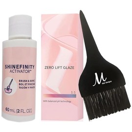 Shinefinity Zero Lift Glaze 07/13 Medium Ash Blonde Ash Gold Demi-Permanent Hair Color 2 Ounce, Shinefinity Activator 2 oz and M Hair Designs Tint Brush (Bundle)