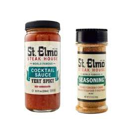 St. Elmo Shrimp Cocktail Sauce (8 Fl Oz) and Seasoning (5.75 Oz) Bundle, Flavorful Combo for Steaks, Burgers, Chicken, Seafood, and More, World Famous