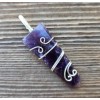 AMETHYST FLAT PENCIL FANCY WIRE WRAPPED PENDANT GEMSTONE