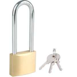 Solid Brass Padlock with 3 Keys, 3Inch Long Shackle Locker Lock, 1-9/16"(40mm) Wide Lock Body Weatherproof Padlock for Sheds, Storage Unit, Gym Locker, Outdoor Fence, Gate, Garage, Warehouse