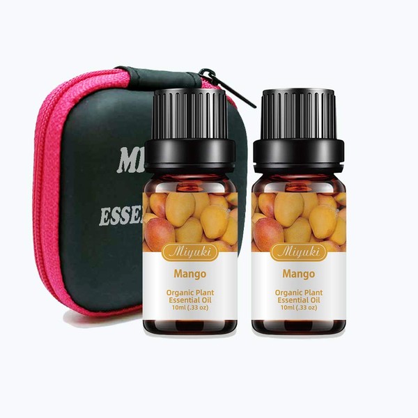 Mango Essential Oil Organic Plant & Natural Pure Mango Oil for Diffuser, Humidifier, Massage, Bath, Skin & Hair Care-2Packx10ml