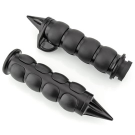 KICRY Motorcycle Hand Grips 1 Inch Handlebar Throttle Grips 25MM Chrome Black Aluminum Rubber Compatible with Harley Davidson Dyna Sportster Road King Street Glide Fat Boy Honda Shadow VTX(Black#4)