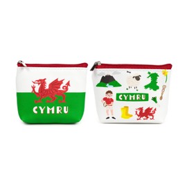 Puckator Wales Welsh Cymru PVC Purse - Ladies Women's Womens Slim Purses Wallets Wallet for Women - Coin Pouch Purse Men - Card Holder with Zip - Small Cash Wallet Bag Bags UK -