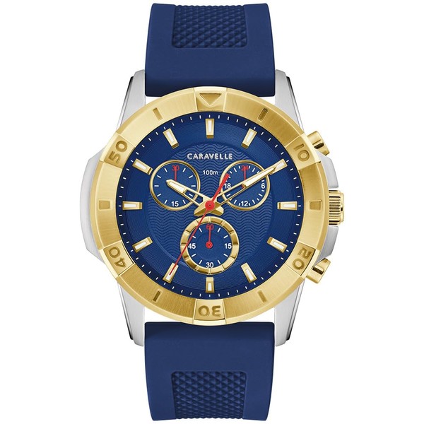 Caravelle Men's Aqualuxx Two-Tone Blue Dial Watch (45B161)