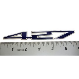 2 x (Pair/Set of 2) Blue 427 CI Cubic Inch Real Highly Polished Aluminum Engine Hood Emblem Badge