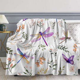 Dragonfly Blanket, Dragonfly Gifts for Kids, Soft Blanket for Boys Girls Room Decor, Cozy Throw Blankets Christmas Birthday Gifts for Toddlers Teens Couch Bed 60" X 50"