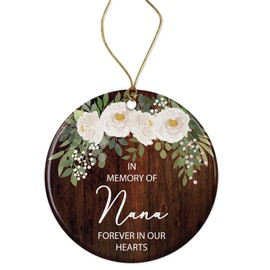 in Memory of Nana Forever in Our Hearts Ornament - Nana Angel Loving - Memorial Nana Christmas Ornament - Memory Gift for Loss of Nana - Remembrance Ceramic Ornament Printed on Both Sides