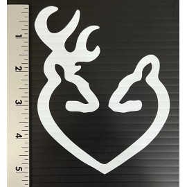 Unbranded Browning Buck and Doe Heart 5 inch vinyl decal - Red