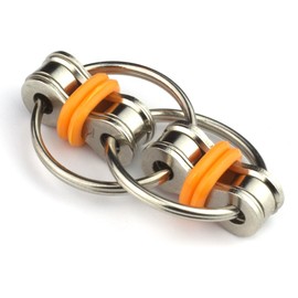 Tom's Fidgets Original Flippy Chain Fidget Toy - Perfect for ADHD, Anxiety, and Autism - Bike Chain Fidget Stress Reducer for Adults and Kids (1, Orange)