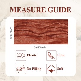 Asee'm 3PCS Table Runner Cheesecloth 10FT Terracotta Boho Gauze Fabric Rustic Sheer Cheese Cloth Runners for Wedding Bridal Shower Party