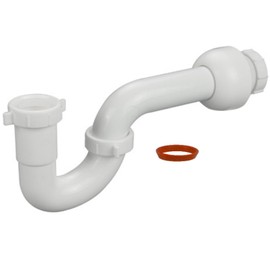 Highcraft Plastic P-Trap 1-1/2" White P-Trap with Adapter and TPR Washer for kitchen Sink Tubular Drain Applications