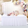 Besutolife White Spandex Tablecloths Wedding Table Skirt for Rectangle Tables