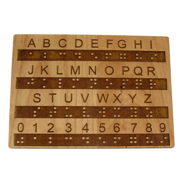 Creative Escape Rooms Raised Dots Braille Alphabet and Number Wood Board - Learn Braille - Tactile Montessori - Teaching Aid