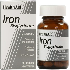 Health Aid Iron Bisglycinate with Vit C Gentle on the Stomach 90 Tablets