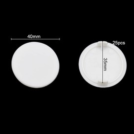 PLCatis Furniture Hole Cover Pack of 25 Drill Hole Cover 35 mm Blanking Plugs Plastic Furniture Cover Caps White Hole Cap for Furniture Pipes Drill Holes
