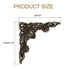 uxcell 8pcs Vintage Flat Corner Bracket 1.9"x2" Decorative Metal Desk Corner Protectors with Screw for Box Cupboard Decorative Furniture Bronze