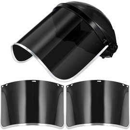 Amylove 2 Pcs Safety Face Shield Mask Full Impact Clear Face Mask with Crown for Grinding Cutting Weed Moving Construction (Black)