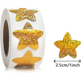 1000PCS Multicolor Star Stickers, Sparkly Foil Small Star Stickers, Motivational Stickers 1" Diameter for Kids Reward, Arts and Crafts and Homeschool Teacher Supplies Planner and School Classroom