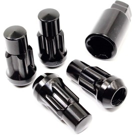 Set of 4 14x1.5 Veritek Black Acorn Bulge Tuner 1.75 Inch Wheel Locks for Aftermarket Custom Wheels SUV Truck