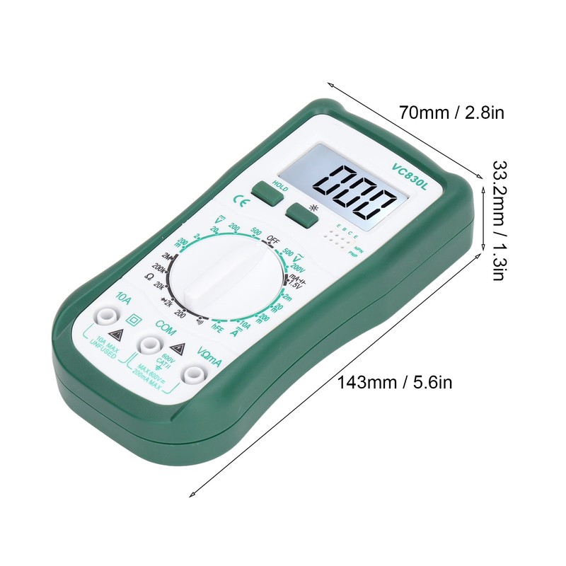 LCD Display Multimeter Multifunctional Digital Voltage Current Resistance Tester VC830L