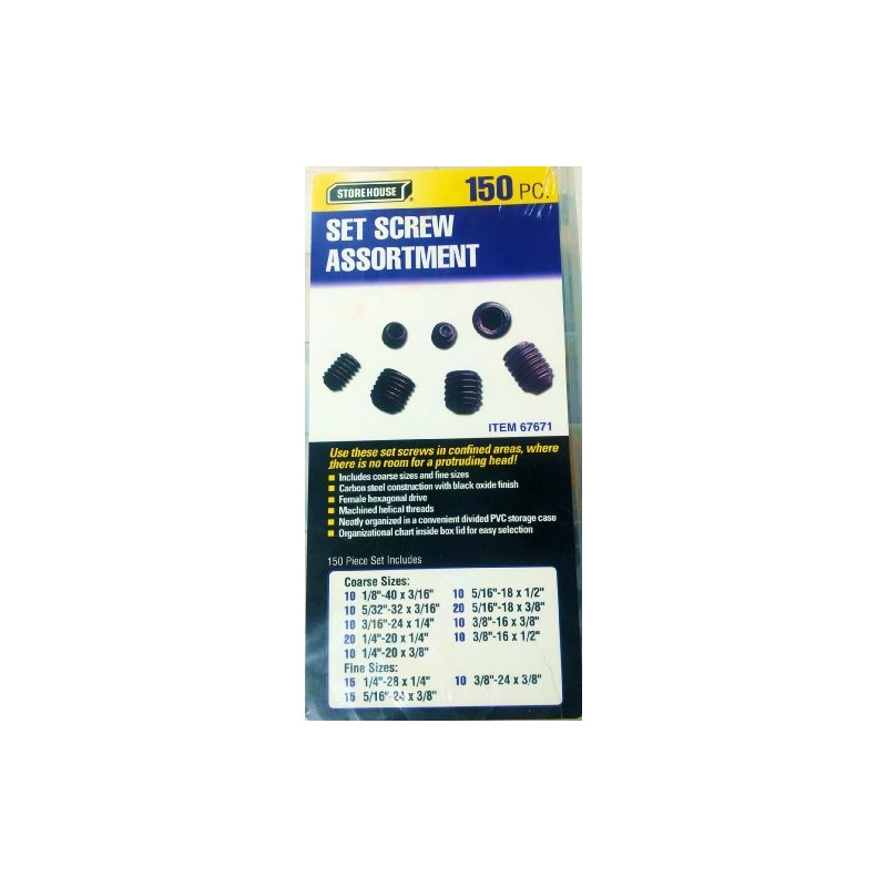 Set Screw Assortment, 150 Pc. - Storehouse