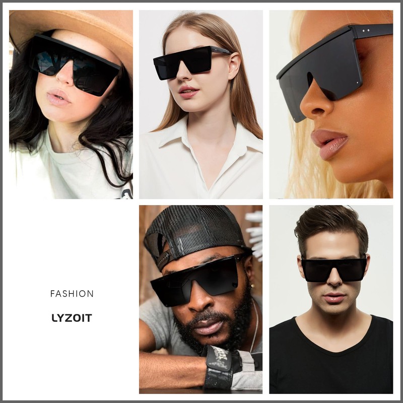 LYZOIT Square Oversized Sunglasses for Women Men Big Shield Large
