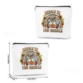 Fall Autumn Funny Turkey Cosmetic Bag Harvest Fall Leaves Makeup Bag Western Stuff Country Stuff Sunflower Gifts for Women Sister Daughter Travel Organizer Thanksgiving Christmas Birthday Gifts