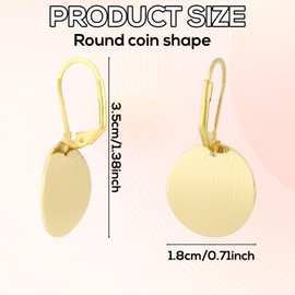 2pcs Coin Disc Earrings, Gold Disc Drop Earrings Round Dangle Earrings for Women Lightweight Circle Disc Hoop Earrings Flat Circle Dangling Earrings Jewelry Gifts for Women