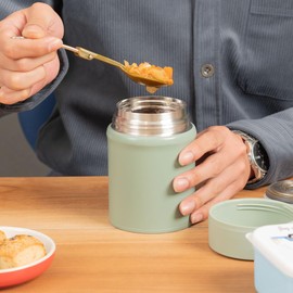 Atlas Bilanchi AFPN-500IG Food Pot with Inner Stopper, Soup Jar, 16.9 fl oz (500 ml), Ice Green, Vacuum Insulated, Hot or Cold Insulated, Bento Box