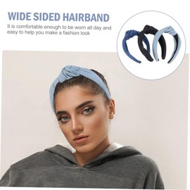 Vaguelly Fashionable Denim Headband 3pcs Women's Headdress Workout Fabric Hairband