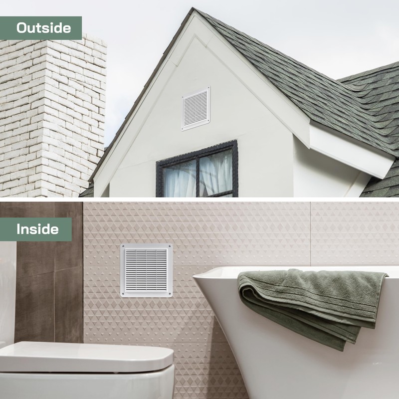 Vent Systems 10" x 10" (Outer Size) Inch White Plastic