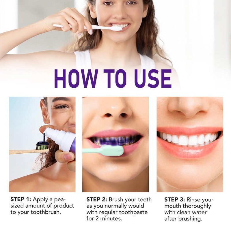 Purple Toothpaste for Teeth Whitening - Natural Purple Pigment, Neutralizes