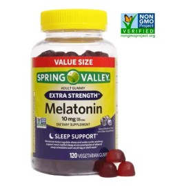 Melatonina Spring Valley Gomitas de 10 mg para Adultos, Sabor Mora Azul (120 Unidades)                                                                