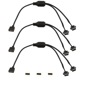 LANMINGLEL 4 Pin RGB Splitter Cable 12V 4Pin Female to SM 4Pin Female RGB Extension Power Cable PC RGB Wires for Computer Fan Motherboard LED Strip (F 1 to 2)