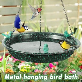 Yiabivo Metal Hanging Bird Bath, Hanging Bird Bath for Outside,Outdoor Bird Bath Bowl Bird Feeder for Outdoors Garden Patio Decor
