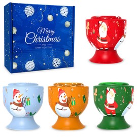 Set of 4 Christmas Snowman Santa Claus Scented Candles Gift Set for Home Women, 4.4oz Natural Soy Wax Strong Cedar, Lavender, Apple&Cinnamon and Vanilla&Jasmine Aromatherapy Candles