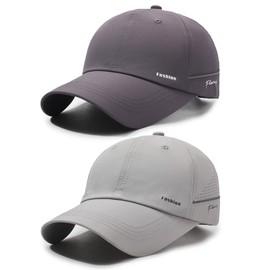 AYPOW 2 Pcs Baseball Cap Unisex Schnell Trocknend Basecap Sports Running Cap, UV Schutz Leichte Baseballkappe mit Reflexstreifen Laufmütze Sommermütze Golf mit Verstellbar Snapback Damen und Herren