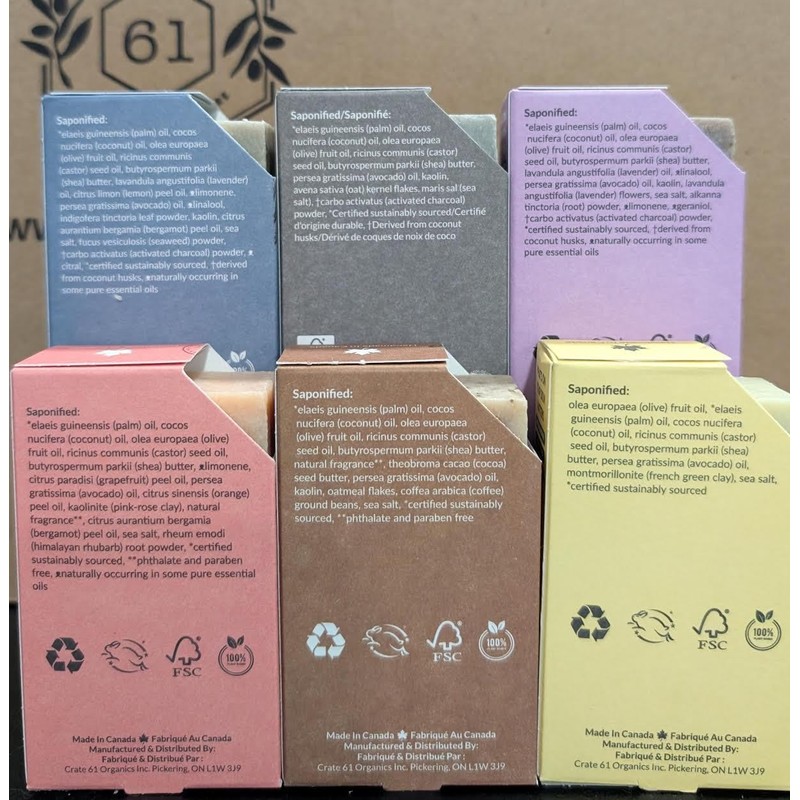 Crate 61 Organics, Handmade in Canada, Plant Based Cold Process