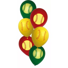 Havercamp Girl's Fastpitch Softball Balloons Large Printed Latex Balloons, 3 colors, 6pk