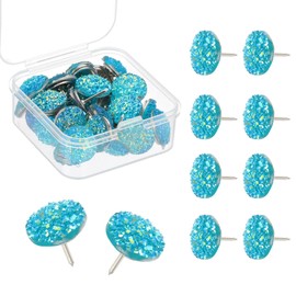 PATIKIL 50Pcs Diamond Push Pins, Glitter Rhinestone Decorative Thumb Tacks Shiny Push Pins for Cork Board Bulletin Board Photo Memo Wall Hangings, Blue