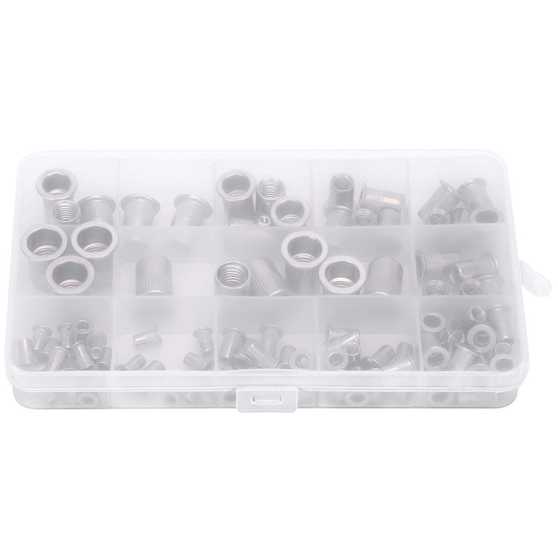 93 Uds tuerca de remache de acero inoxidable en caja