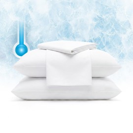 Serta Power Chill - Proteggi cuscino rinfrescante, antimacchia e con cerniera, protegge il cuscino da polvere e sporco, king size, bianco, 2 pezzi